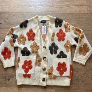 Cute Flowered Cardigan Sweater - NWT